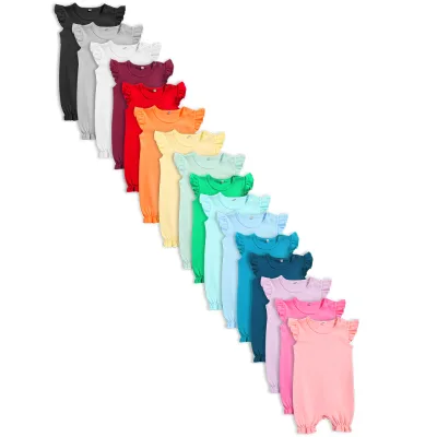 Uwears Blank Cotton Toddler Girl Clothing Set Newborn Ruffle Sleeveless Baby Onesie