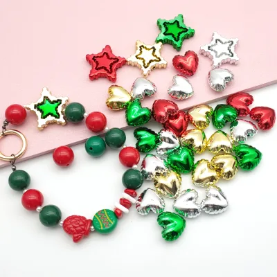 L New Christmas Mixed DIY Acrylic Loose Beads Handmade Keychains Phone Chains Jewelry Accessories Beading Pen Materials