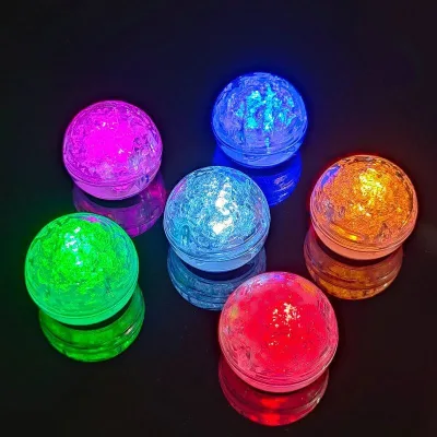 LED Light-Up Round Ball Flashing Glow-in-the-Dark Ice Cube for Bar Club Wedding Party Decorations