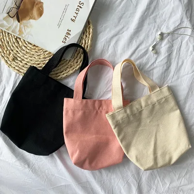 Custom Eco-friendly Reusable Outdoor Fashion Pouch Large Canvas Advertising Shop Gift Tote Bags