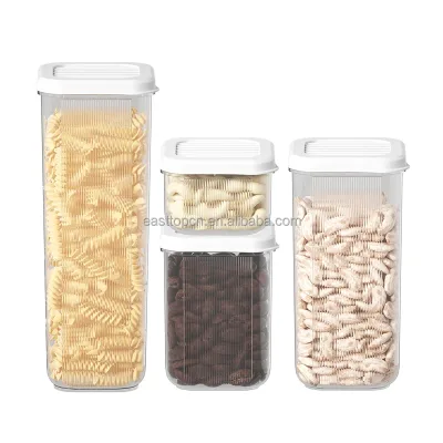 Kitchen Food Box Fridge Organizer Sets PET Plastic Bin Cereal Stackable Keep Fresh Square Food Storage Containers