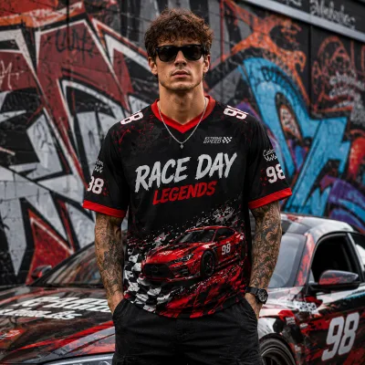 Custom Motorsport Racing Jersey Car Racing Fan Shirt Streetwear Team Track Day Sublimation Vintage Racing Event Shirt