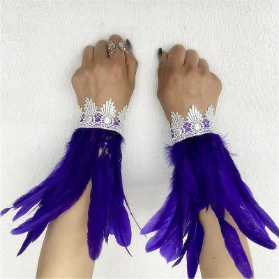 Natural Feather Cuff Accessories Halloween Costume Wrist Bracelet Stage Show Carnival Fashion Unique Costume Accessories