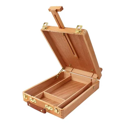 Wooden Beechwood Adjustable Table Top Artist's Box Easel with Storage
