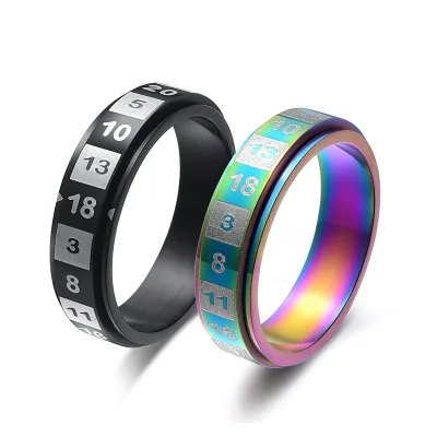 Stainless Steel Digital Rotatable Couple's Ring | Gradient Color Design | Customizable | Wholesale Birthday Gift