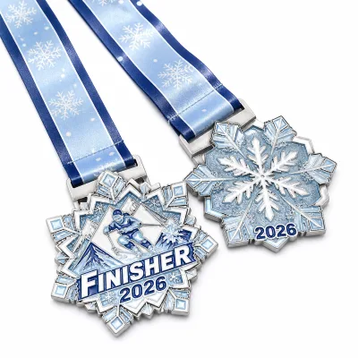Manufacturer Metal Sports Gold Silver Copper White Medals Skiing Club UV Printing Custom Skiing Championship Medal