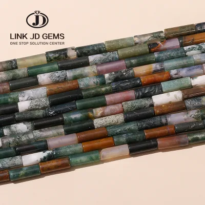 4*13mm Natural India Agate Round Tube Shape Bead Loose Spacer Charm Healing Bead for Jewelry Making Diy Necklace Accessories