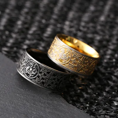 Retro Four Guardian Gods Qinglong White tiger Suzaku Xuanwu God Beast Fashion Viking Punk Biker Stainless Steel Jewelry Gift