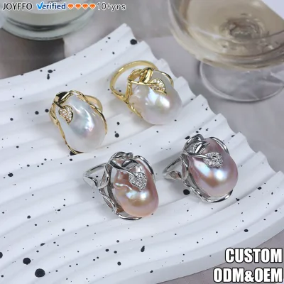 Vintage Solitaire Fishtail Baroque Natural Freshwater Pearl Ring Luxury Natural Pearl Adjustable Opening Ring Jewelry