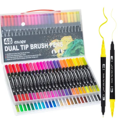 Soft Tip Marker Black PVC Barrel Washable Paintbrushes Children's Watercolor Pen Set Double Ended Liner Pens