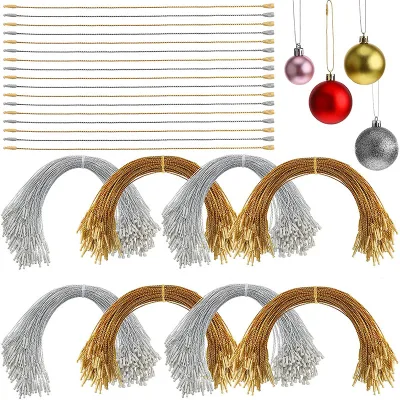Factory Direct 20cm Bullet Gold Silver Wire Tag Rope Christmas Pendant Lanyard Polyester Handmade European-American Style 100