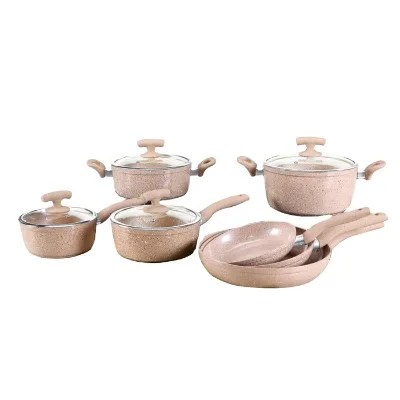 Forged Aluminum Cooking Pot and Pan Set Korea Marble Cookware Set