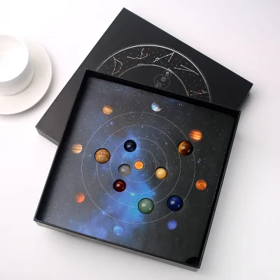 Natural Crystal Rough Stone Solar System Eight Planets Ornament Starry Sky Gemstone Desktop Decor Gift Craft