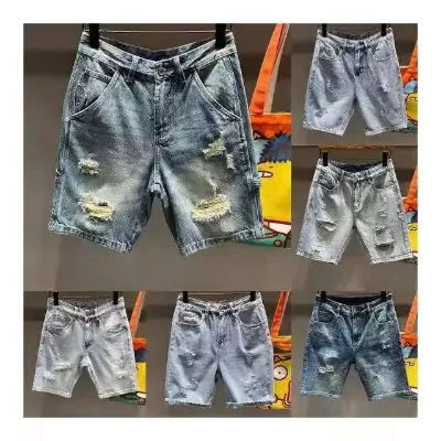 Men's High-quality Denim Shorts in Size, Men's Elastic Waist, Bermuda Denim, Low-priced Men's Denim Shorts