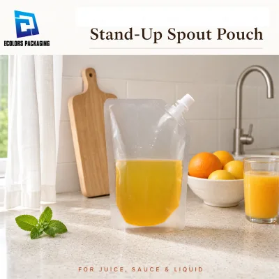 100ml 200ml 250ml 300ml 350ml 400ml 500ml Food Grade Corner Spout clear Custom Plastic Bags Drinking Pouch with logo