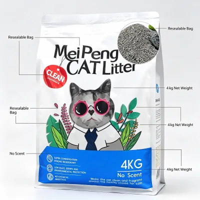 Unscented Hypoallergenic Zero Airborne Dust Easy Daily Scoop Indoor Pet Care Crushed Broken Bentonite Cat Litter