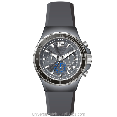 New Design OEM ODM Chrono Sports Watch for Men 316L Steel Stainless case and Silicone Strap U2632