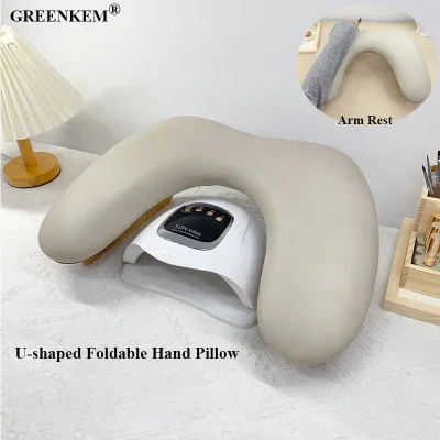 U-shaped Foldable Hand Pillow Nails Sloping Design Leather Desktop Comfortable Arm Rest for Nails