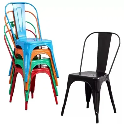 Wholesale Stackable Wrought Iron Metal Dining Chair Living Room Contemporary Kitchen Cheap Bistro Hotel Sillas Tolix Chair