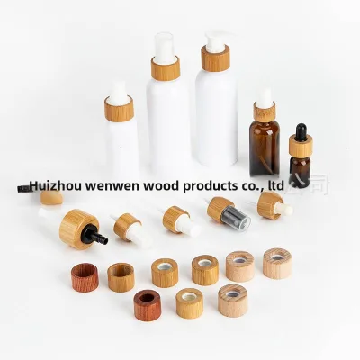 Tea Color PP Cosmetic Eye Cream Bottle with Bamboo and Wood Lids