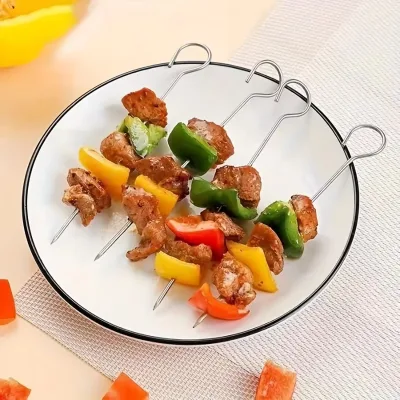 1set Stainless Steel Air Fryer Rack With 4 Roast Meat Picks Grill Air Fryer Accessories Cooking Rack Kitchen