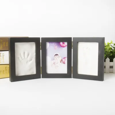 Wholesale 12 Month Wooden Baby Photo Frame Kit for Baby Footprint and Casting Gift Ideas