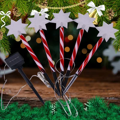 Solar Candy Cane LED Ground Stake Lights-Multicolor Christmas Outdoor Yard Decoration