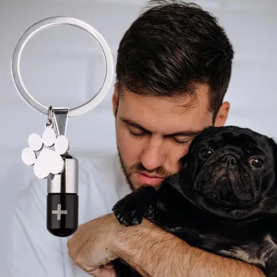 Pet Memorial Keychain Pet Ashes Keychain Dog Urns Keepsake Cremation Jewelry Stainless Steel Pet Urns Necklace