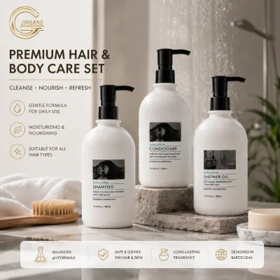 OEM Gentle Care Custom Logo 300ml Hotel Toiletries Set with Shampoo Daily Hair Body Care for Guests