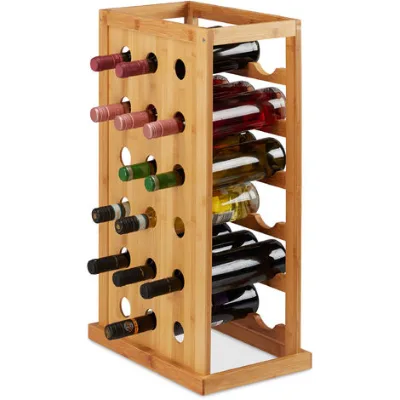 Organic Bamboo Wine Rack Free Standing Floor 6 Tiers Bamboo Wine Rack Compact Wine Storage 18 Bottles Bamboo Bottle Shelf