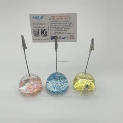 Acrylic Liquid Memo Clip Photo Holder Floating Penguin Astronaut Glitter Sequins Note Clip Custom Souvenir Promotional Gift