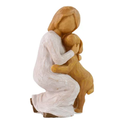 Angel Figurines of Friendship, Angel Dog Statue Resin Figurine Hand-Painted Sculpted Figure