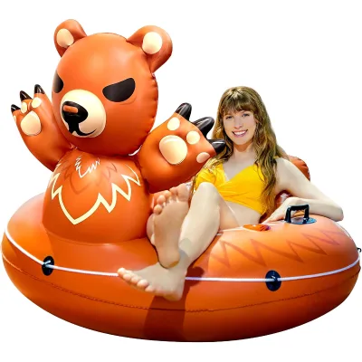 Angry Bear River Tube Inflatable-Heavy Duty PVC Child-Sized Animal Themed Water Float for Lake River Outdoor Use with 2 Handles