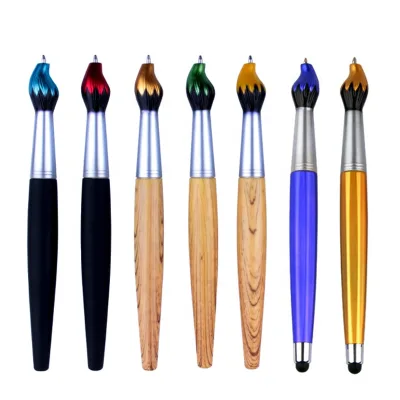 Creative Plastic Cheap Calligraphy Torch Modeling Ballpoint Pen 1.0mm/0.7mm Tips Black/Blue Ink Customized Logo Office Promotion