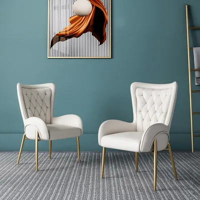 Modern Decorative Chair; a Padded Armchair with Gold-coloured Metal Legs; a Single-seater Leisure Chair for the Living Room