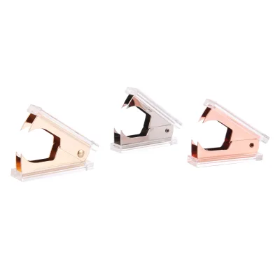 Gold Staples Remover Clear Acrylic Body Steel Jaws Staple Puller Removal Tool for Dress up Home Office School Desk Accessories