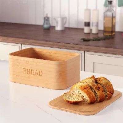 Wholesale OEM Service Bamboo Bread Box for Kitchen Countertop