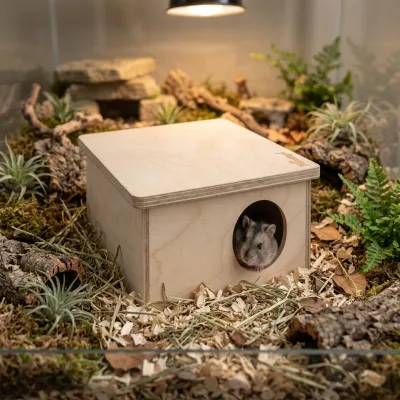 Wholesale Custom Logo MultiChamber Wooden Hamster MazeNatural Wood Small Pet Hideout House for Dwarf Hamster Mice Habitat Decor