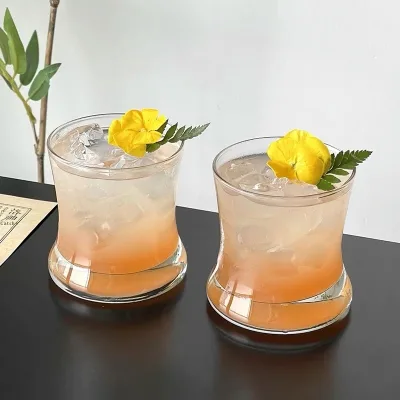 Chinese-Style Thick-Bottomed Waist Glass Wine Cup Classic Design Party Special Tea Cold Extract Drink Juice Coffee Water Cups
