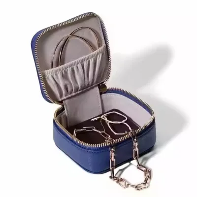 Luxury Style Custom Travel Box Portable Ring Earring Jewelry Box Mirror Macoron Square Jewellery Storage Case