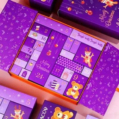 Personalized Christmas Advent Calendar 24 Grid Calendar Hole Box Surprise Homemade Blind Box for Kids Gift Festival Surprise