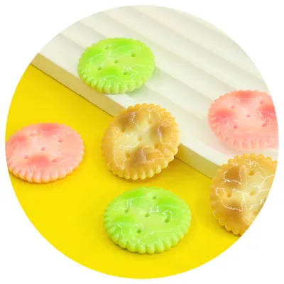 Colorful Round Biscuit Resin Flatback Cabochon for Diy Doll House Miniature Food Charms Phone case Hairpin Decoration