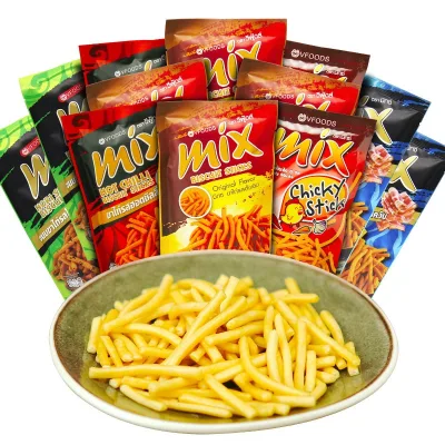 Thai MIX Crispy Fried Sweet Potato Bars Chips 50g Exotic & Vegetable Snacks Spicy