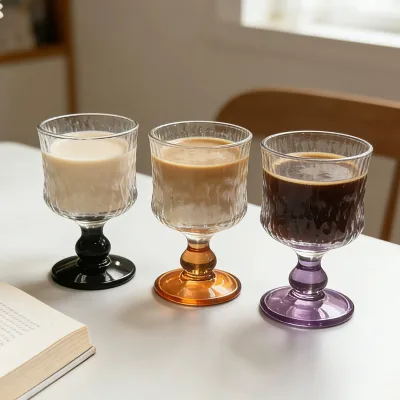 Vintage Wine Glass Ins High Appearance Transparent Drink Cup Niche Atmospheric Colored Glass Goblet