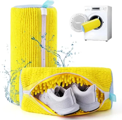 Chenille Shoe Laundry Bag Sneaker Washing Machine Bag Reusable Zipper Wash Bag for Dryer and Washer