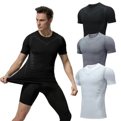 Men's T-Shirts Compression Shirt Short Sleeve Base Layer Athletic Undershirt Gear Fitness Workout T Shirt
