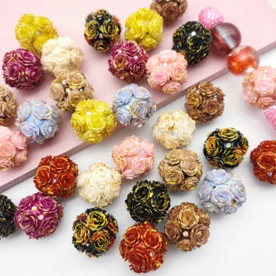 51344 Glitter 3D Rose Flowers Fancy Beads DIY Handmade Accessories for Beaded Pens Keychain Bar MobilePhone Chain Jewelry Making
