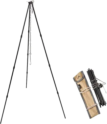 CAMPINGMOON Outdoor Camping Picnic Campfire Cooker BBQ Grill Stand Bushcraft Hanger Cooking Tripod