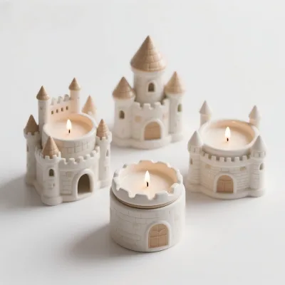 Castle Ceramic Candle Jar - 3D Hand-Painted Fairy Tale Decor, Custom Bulk Order for Home & Fantasy Theme Store Supply