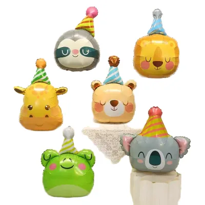 Instagram Thanksgiving Cartoon Animal Head Aluminum Film Metallic Disposable Balloon Children's Festival Party Decoration Photo